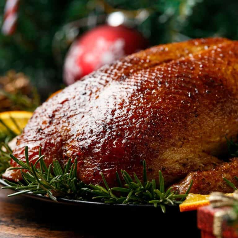 roast duck on a platter