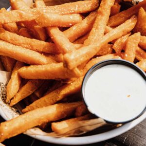 sweet potato fries with white dipping sauce
