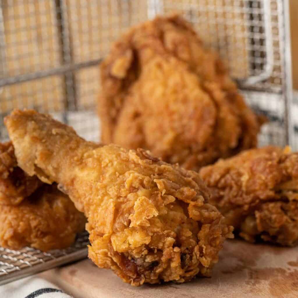 close up of fried chicken