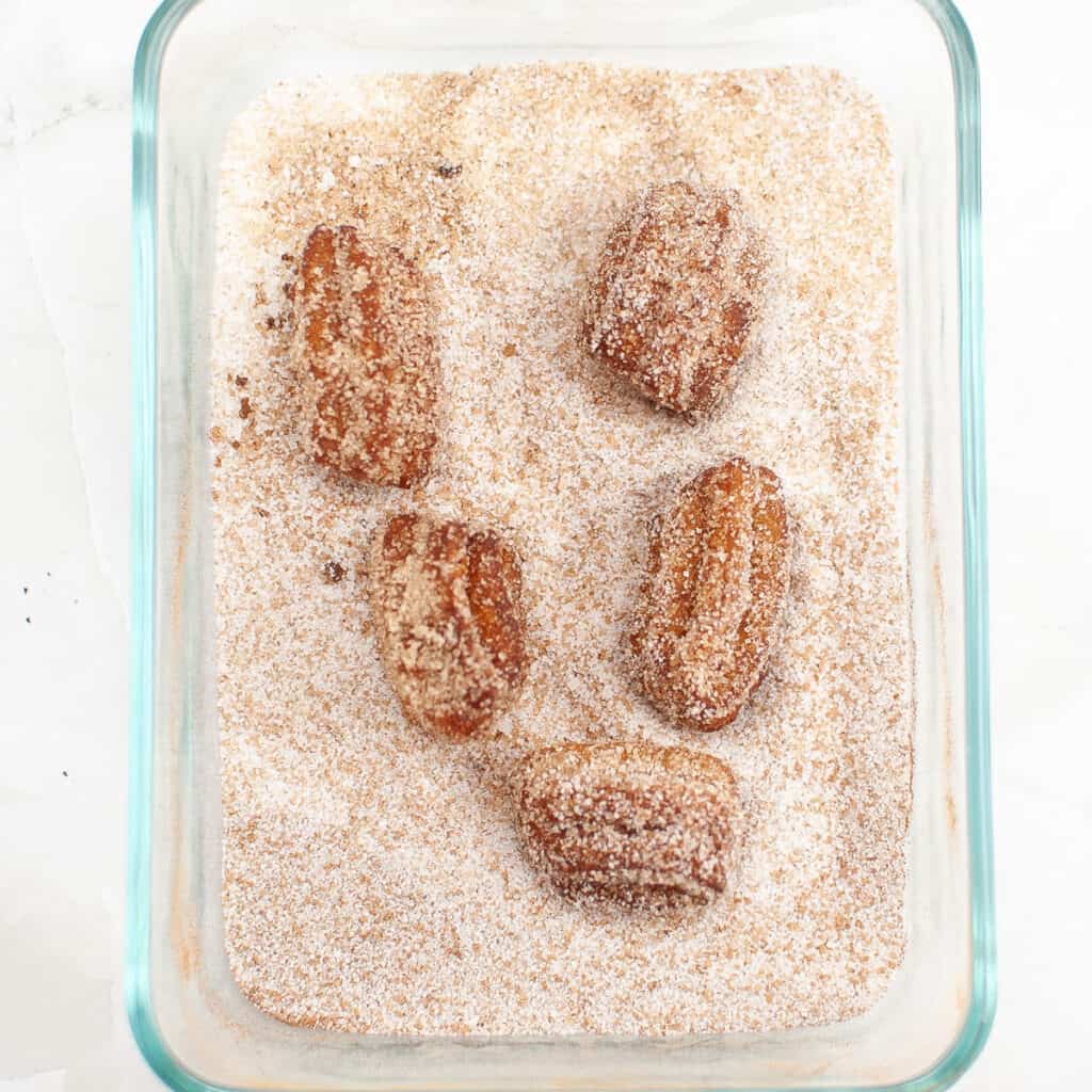 fried churros in cinnamon sugar