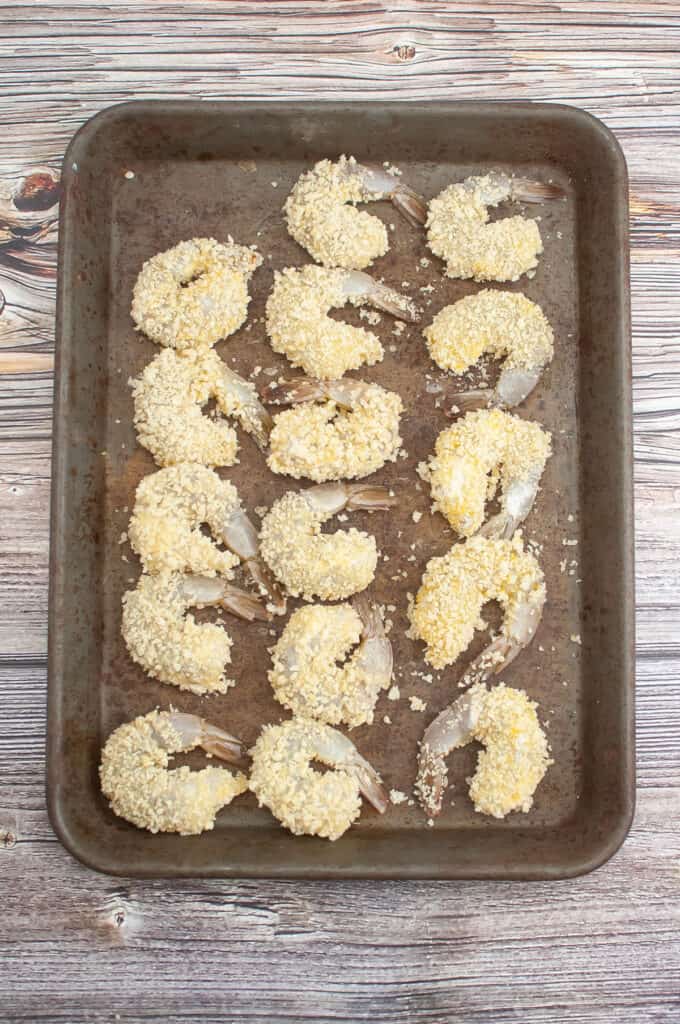 panko fried shrimp before frying