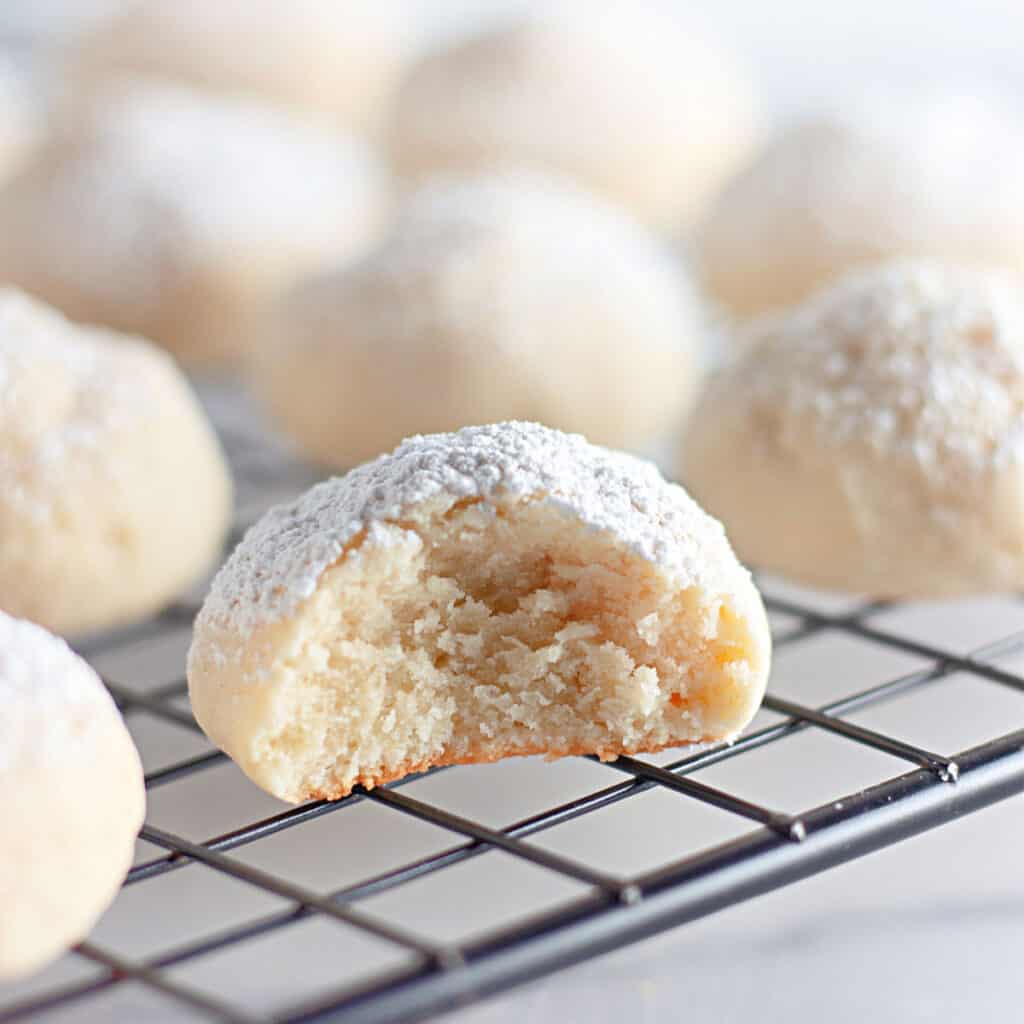 cream cheese cookie with bite taken out