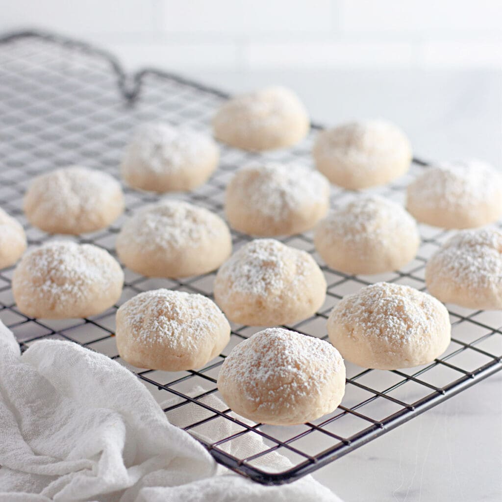 cream cheese cookies on wire rack