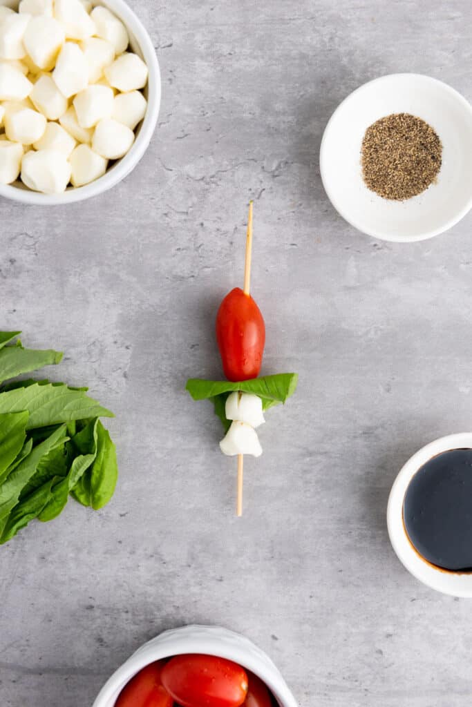 making caprese skewers