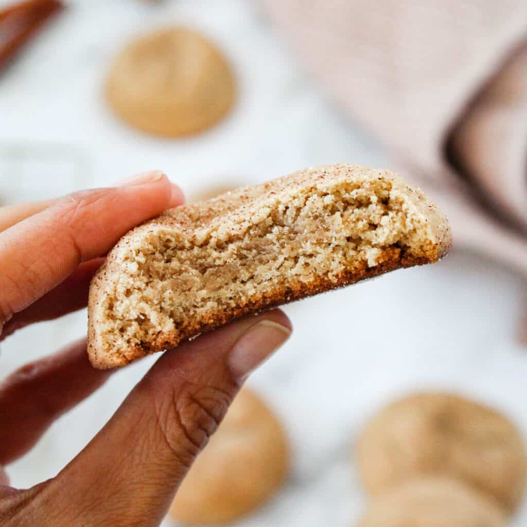 chewy snickerdoodles with bite taken out