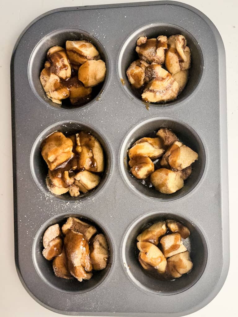 monkey bread muffins dough in muffin tin