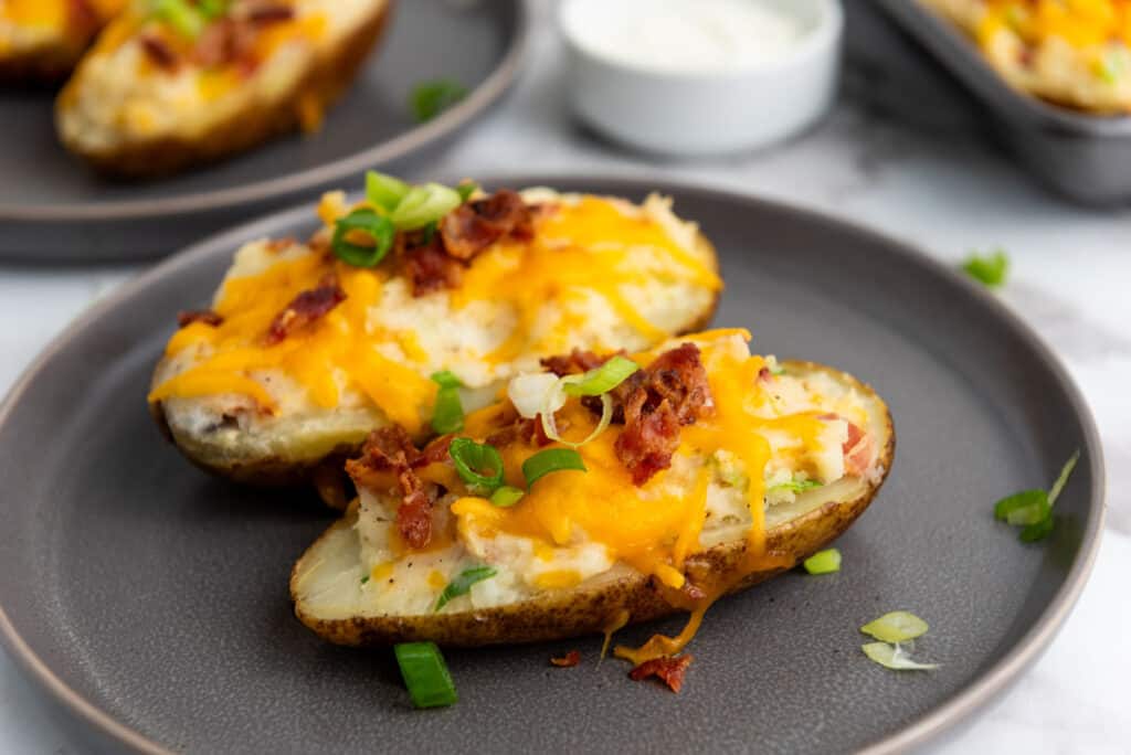 plate with twice baked potatoes