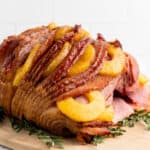 spiral cut ham with pineapple slices and brown sugar glaze