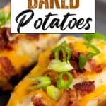 collage of twice baked potatoes with recipe name overlay