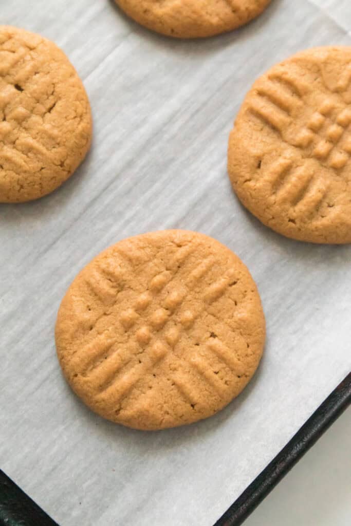 peanut butter cookies on parchment paper