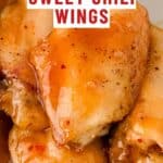 collage of air fryer sweet chili wings with recipe name overlay