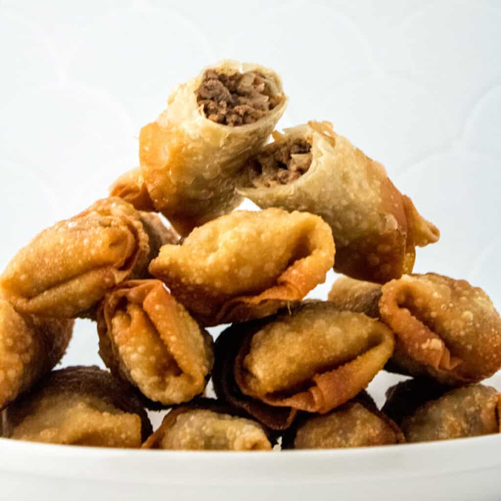 stacked up cheeseburger eggrolls