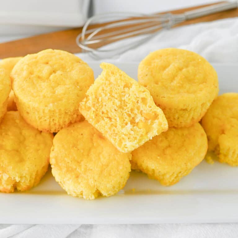 cornbread muffins with one cut in half