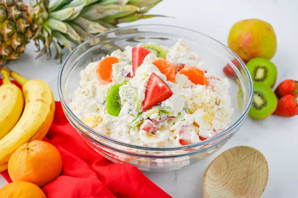 Hawaiian cheesecake salad in bowl