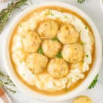 turkey meatballs on mashed potatoes with gravy