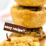 pecan pie tarts stacked up with recipe name overlay