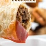 collage of cheeseburger eggrolls with recipe name overlay