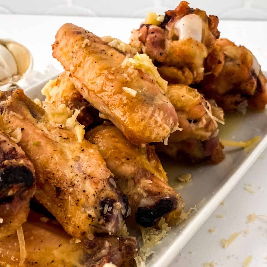 garlic parmesan wings on plate