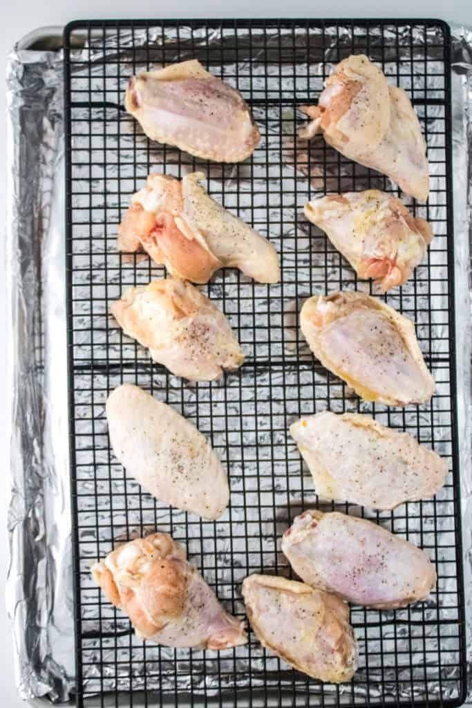 wings on rack before baking