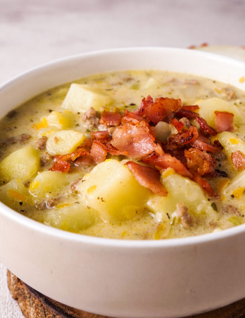 bowl of cheeseburger soup