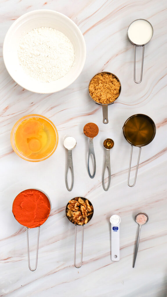 pumpkin muffins ingredients on countertop