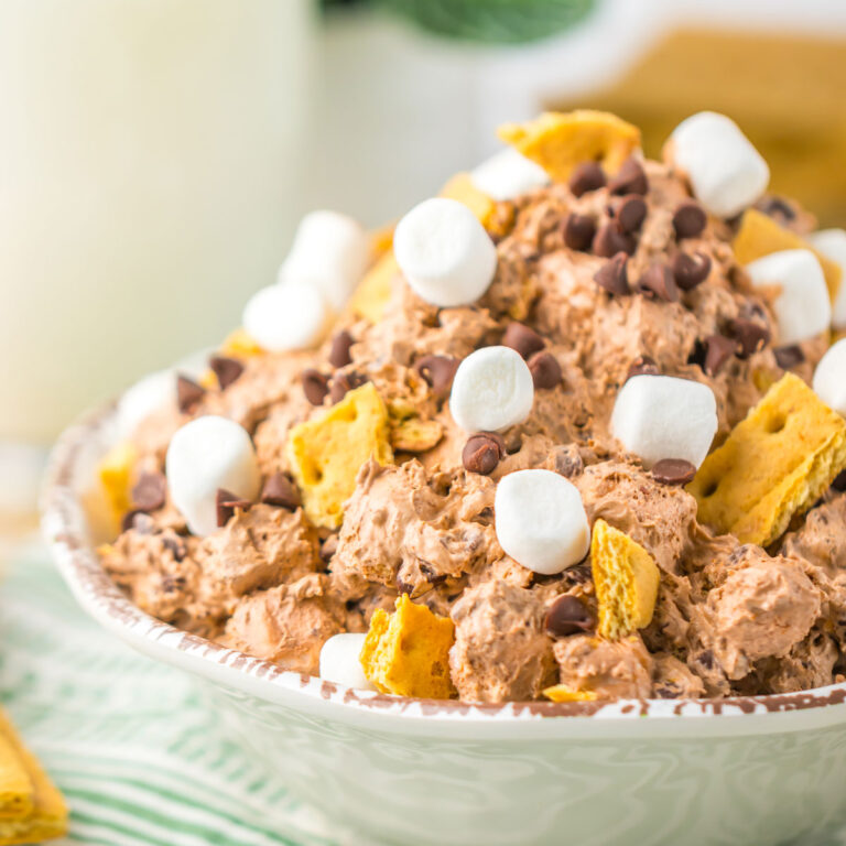 close up of bowl of s'mores fluff
