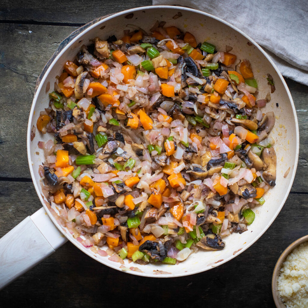 sautéed chopped vegetables in skillet