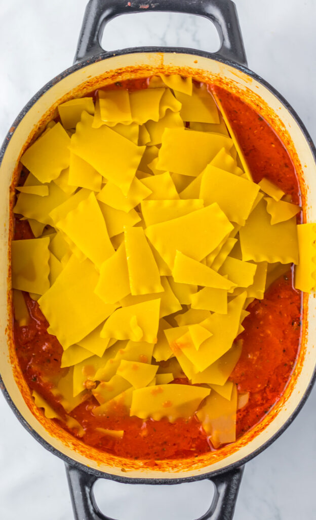 broken lasagna noodles in soup