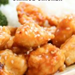 collage of orange chicken with recipe name overlay