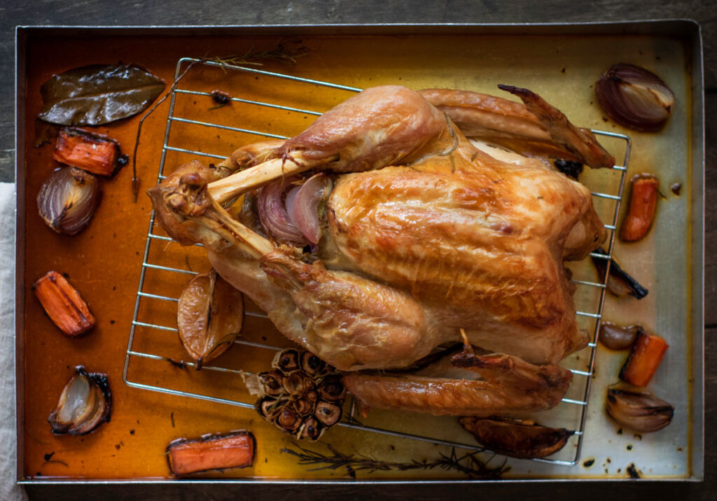 roast turkey on rack