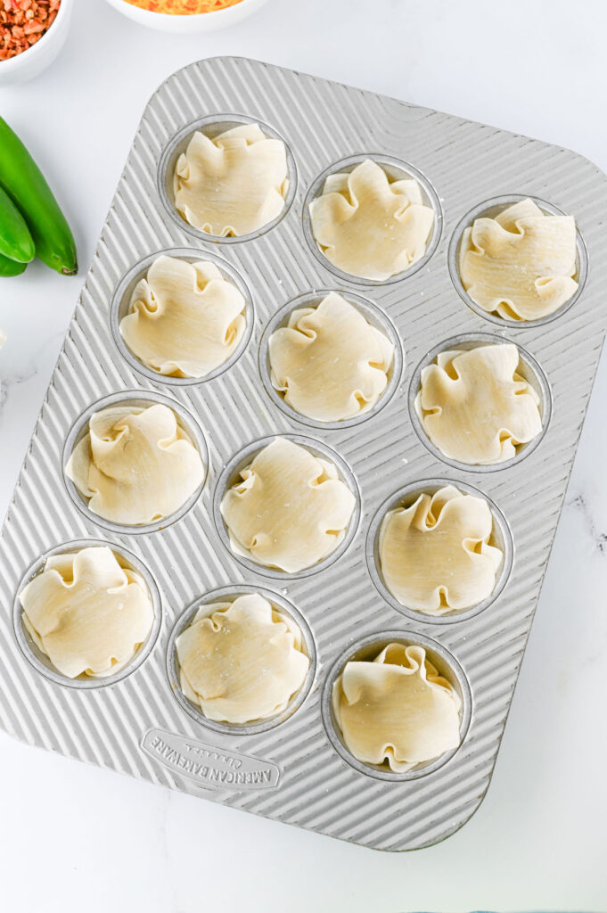 wontons in muffin tin