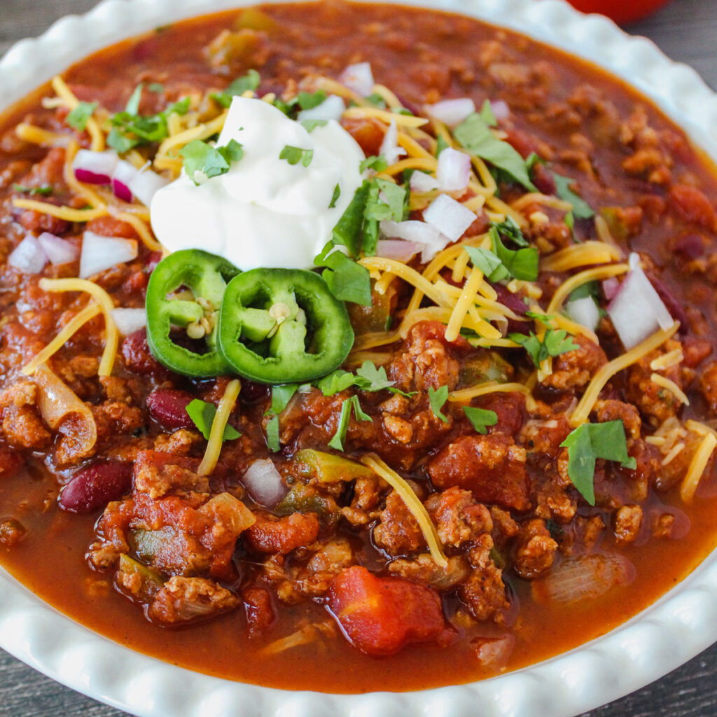 bowl of crock pot chili