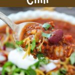 collage of crock pot chili with recipe name overlay