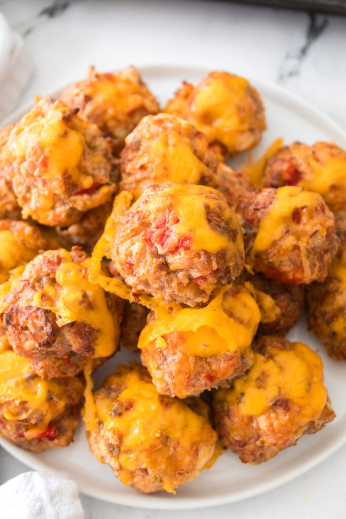 rotel sausage balls on plate