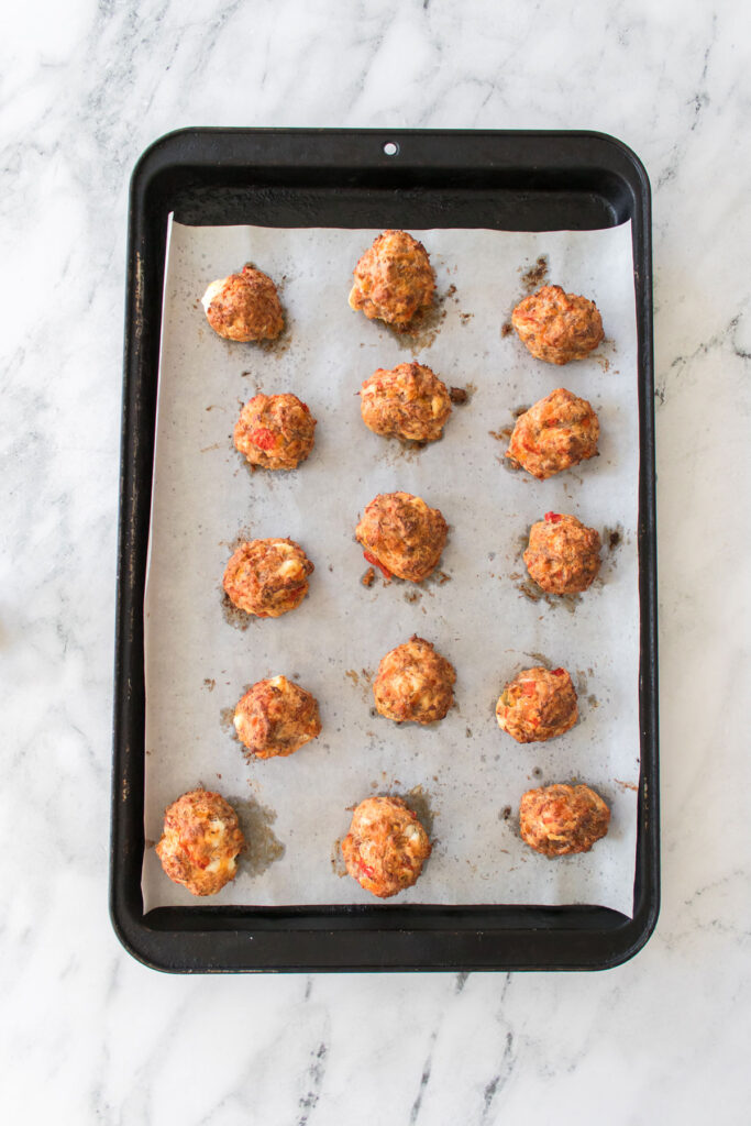 sausage balls after baking