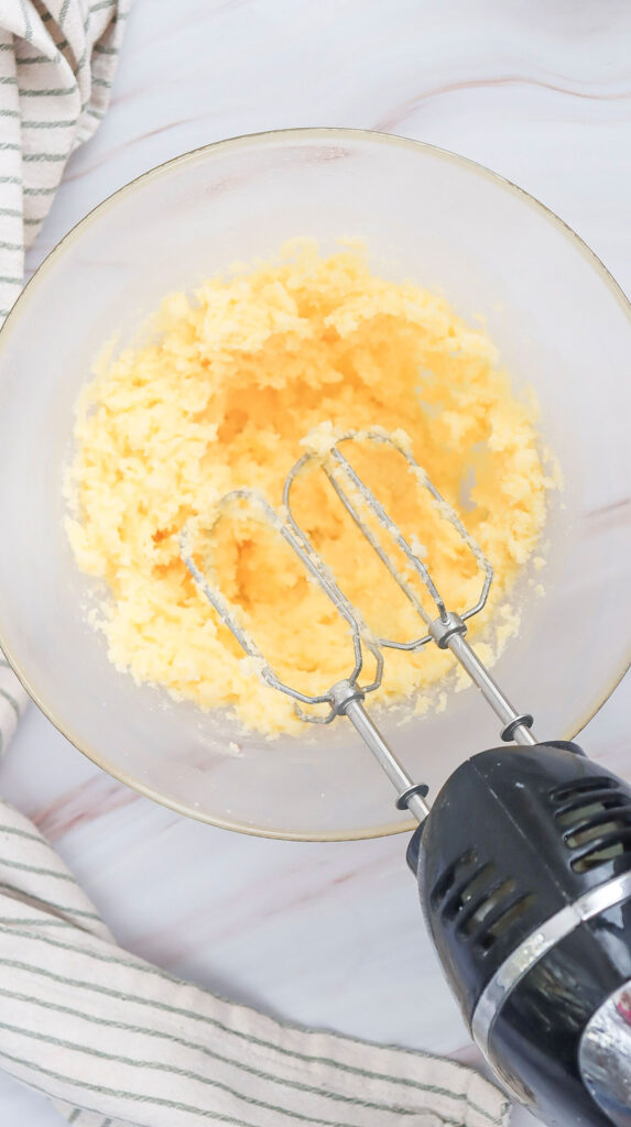 creamed butter and sugar with electric mixer