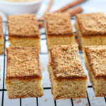 snickerdoodle bars on wire rack