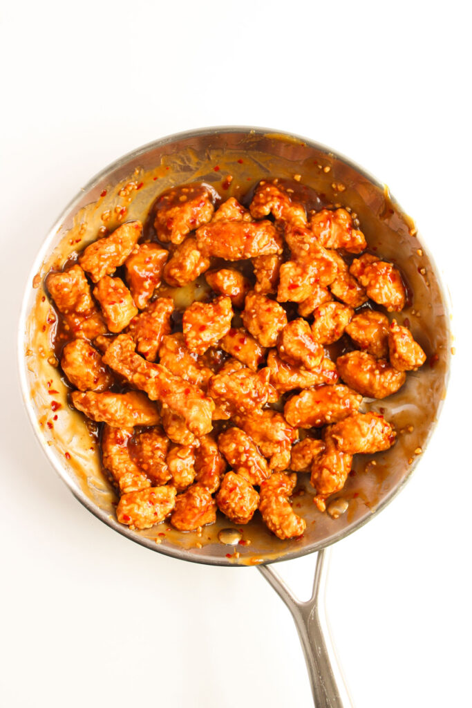 general tsos chicken in pan