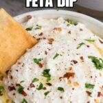 collage of cracker in whipped feta dip with recipe name overlay