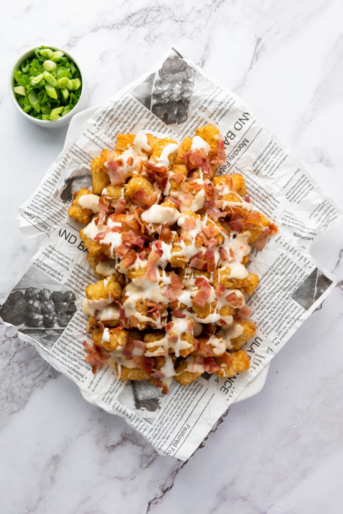 tater tots with sour cream and bacon
