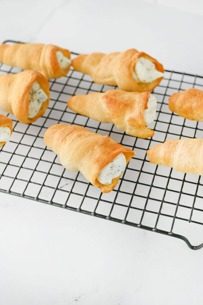 crescent rolls carrots on wire rack