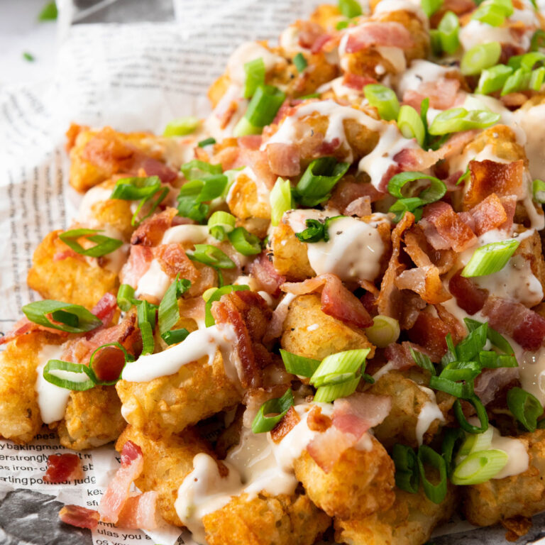 close up of loaded tater tots