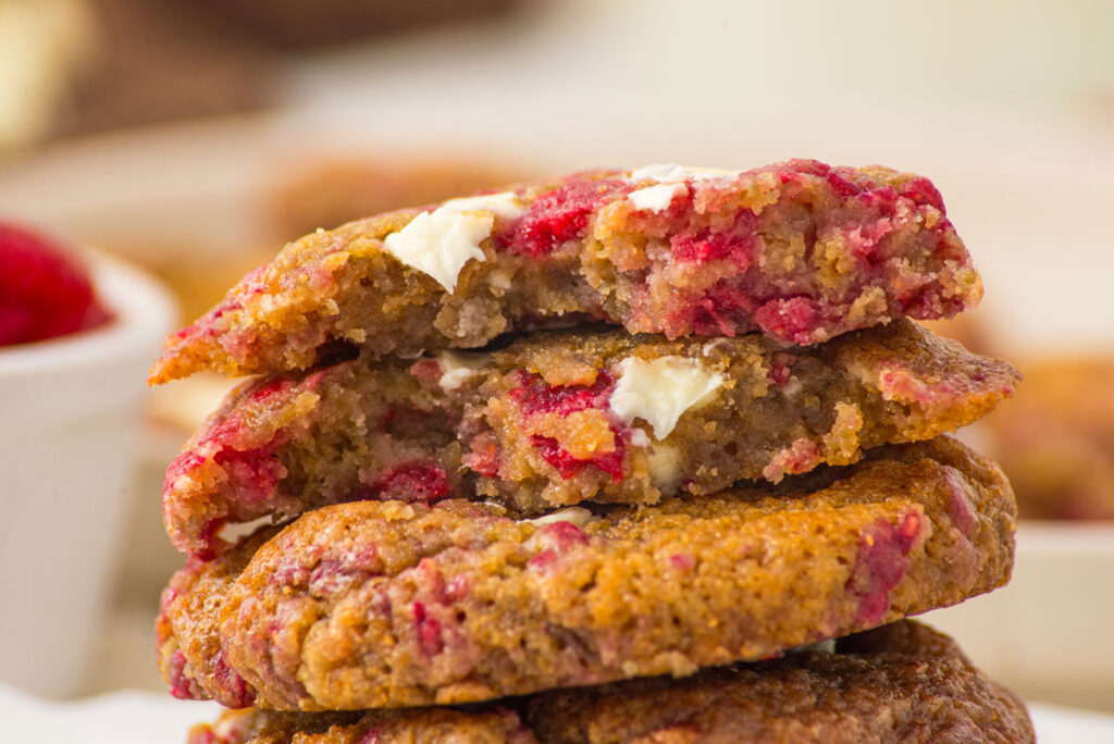 halved White Chocolate Raspberry Cookies