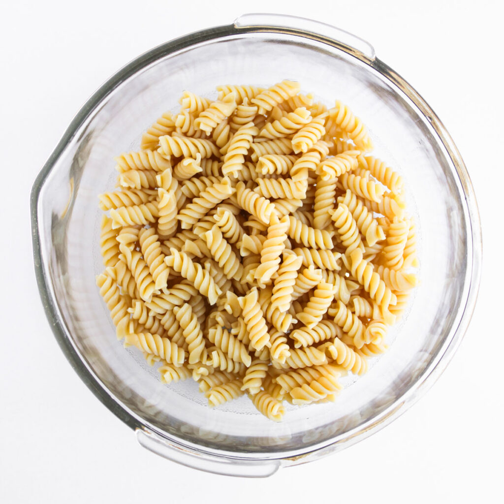 rotini in glass bowl