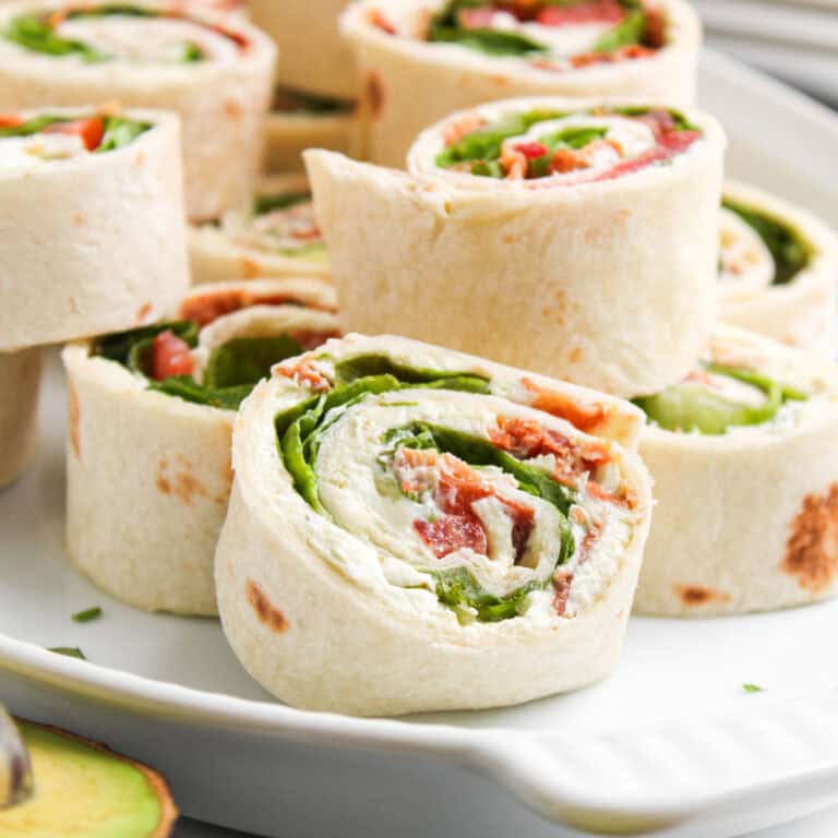 close up of BLT pinwheels
