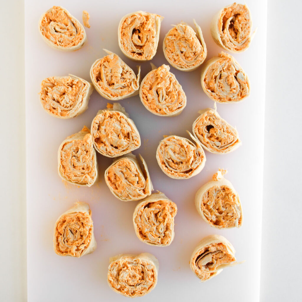 sliced buffalo chicken pinwheels
