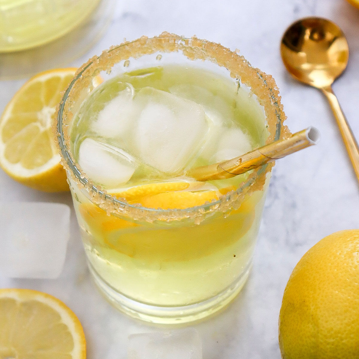lemonade in sugar rimmed glass
