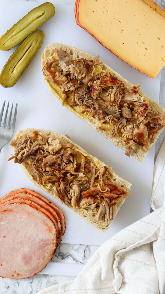 pulled pork on baguette
