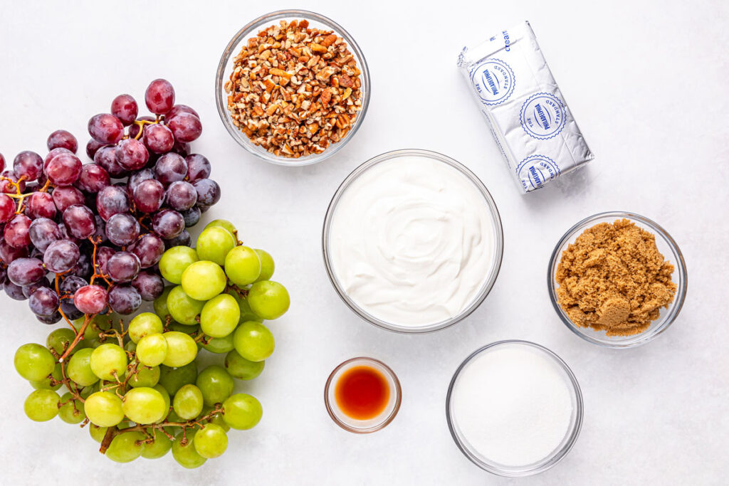 grape salad ingredients on countertop