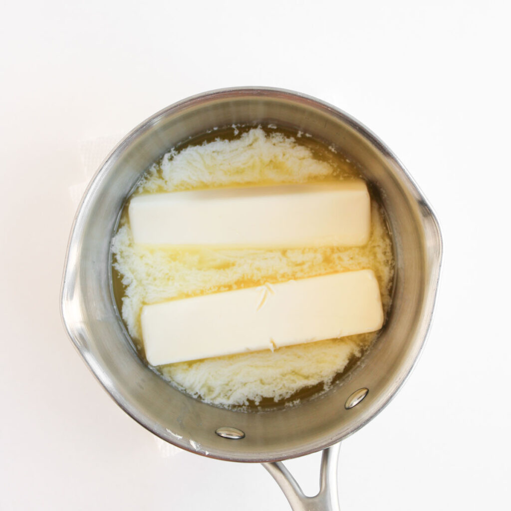 butter in saucepan